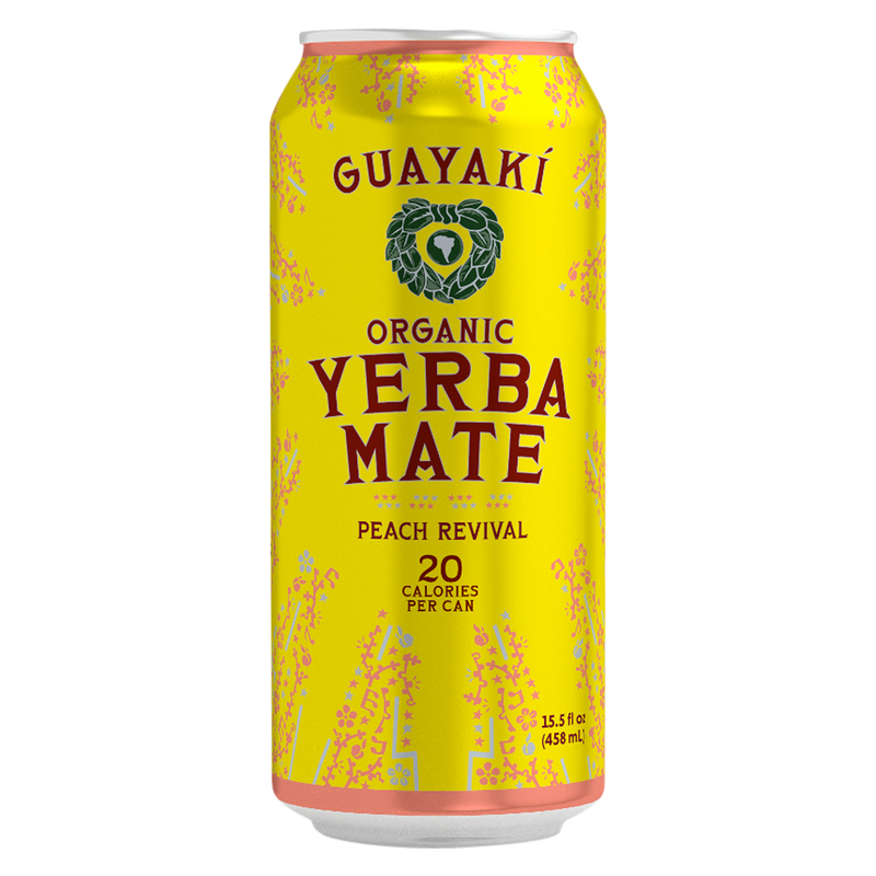 Guayaki Yerba Mate Organic Peach Revival 15.5oz Can