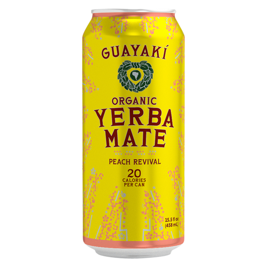 Guayaki Yerba Mate Organic Peach Revival 15.5oz Can
