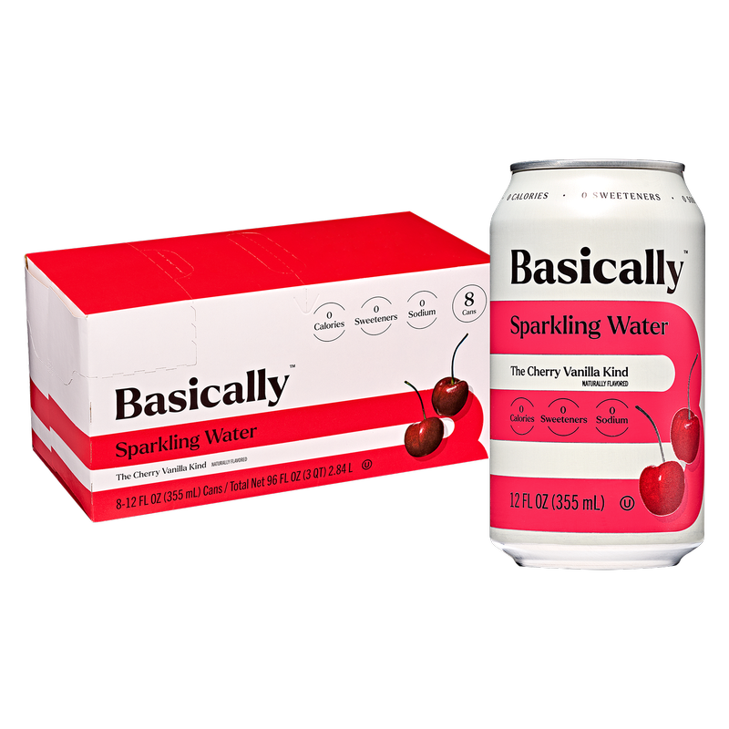 Basically Cherry Vanilla Sparkling Water 8pk 12oz Cans