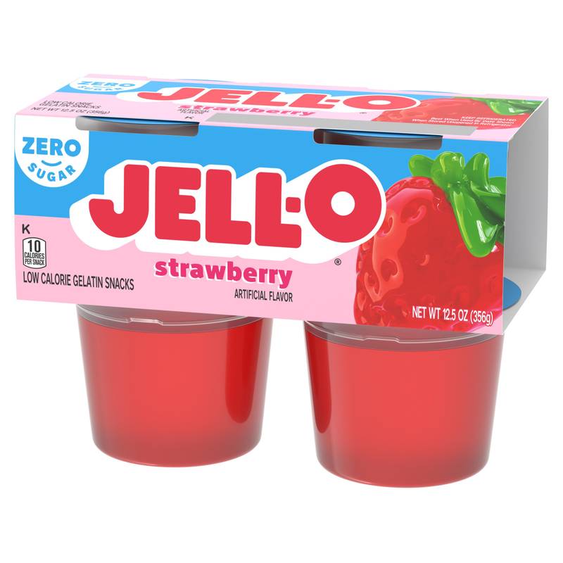 Jell-O Sugar Free Strawberry Jello Cups, 4ct