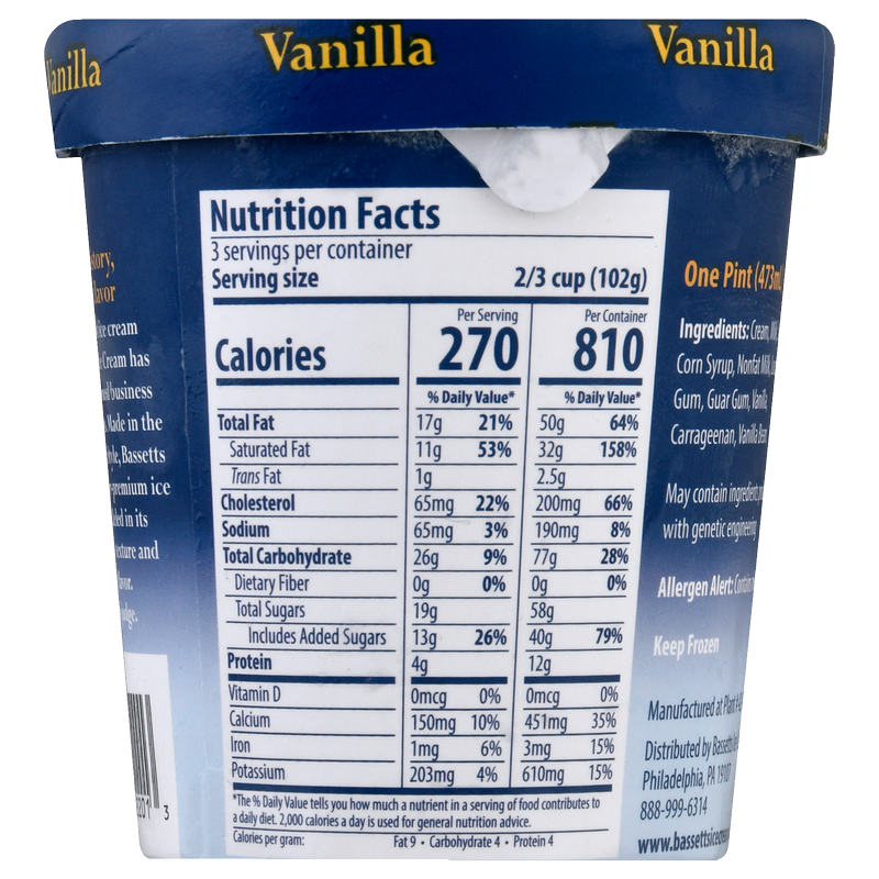 Bassetts Vanilla Ice Cream Pint 16oz