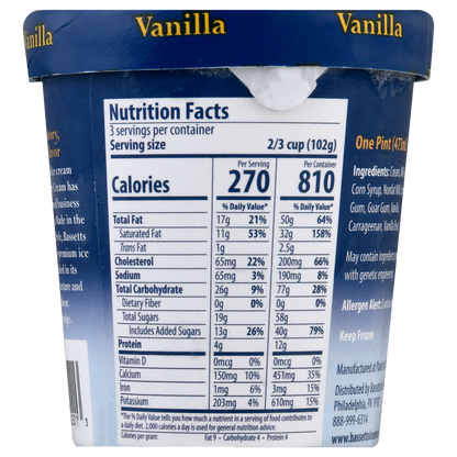 Bassetts Vanilla Ice Cream Pint 16oz