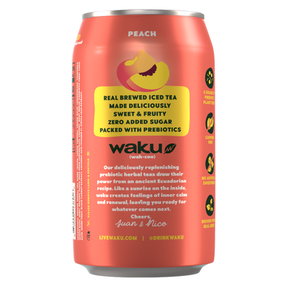Waku Prebiotic Tea Peach 12oz Can