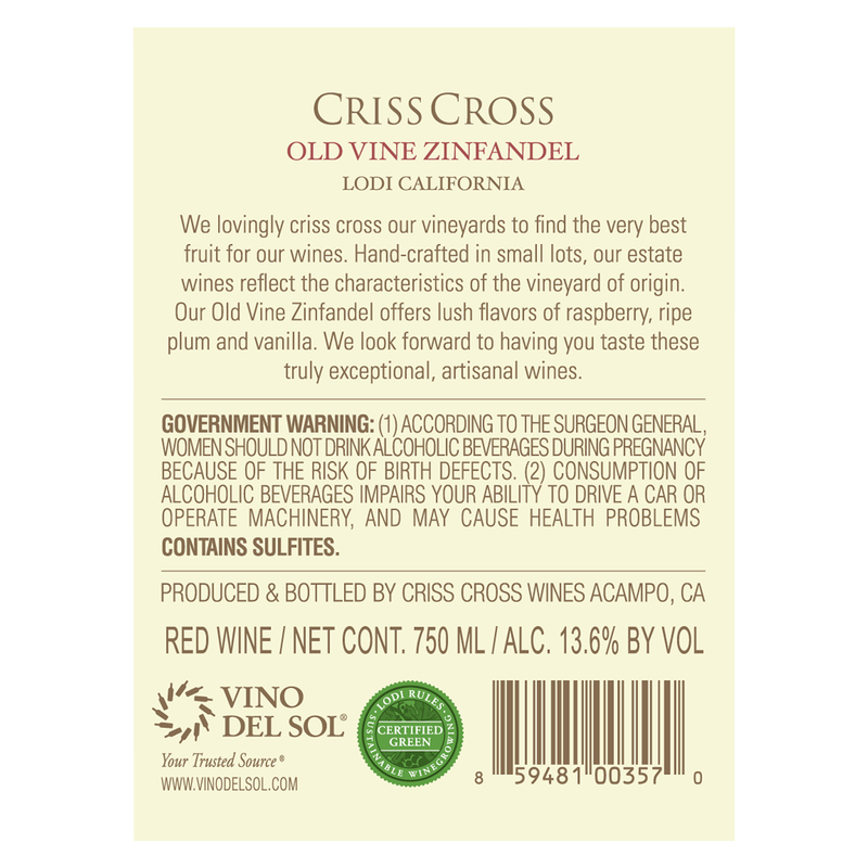 Criss Cross Zinfandel 750ml