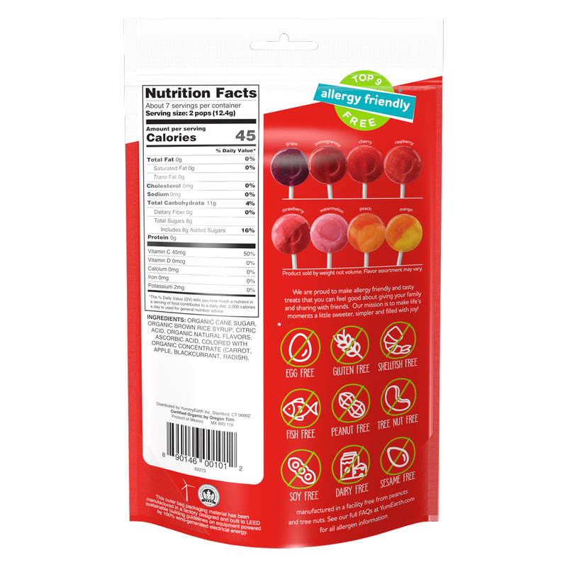 YumEarth Organic Lollipops Assorted Fruit 3oz