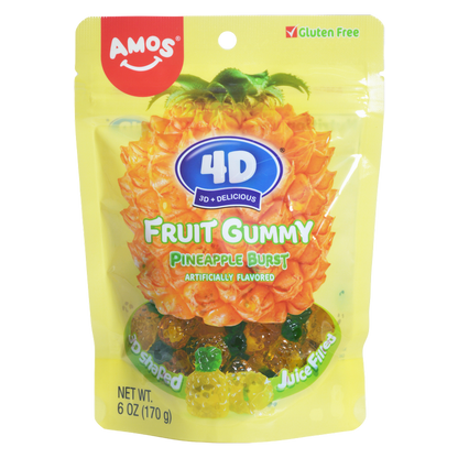Amos 4D Pineapple  Burst Gummy, 6 oz