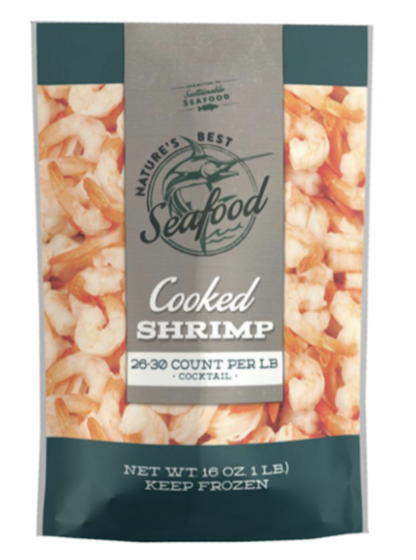 Nature's Best Cooked / Peeled Shrimp (Frozen, 26-30ct) - 16oz