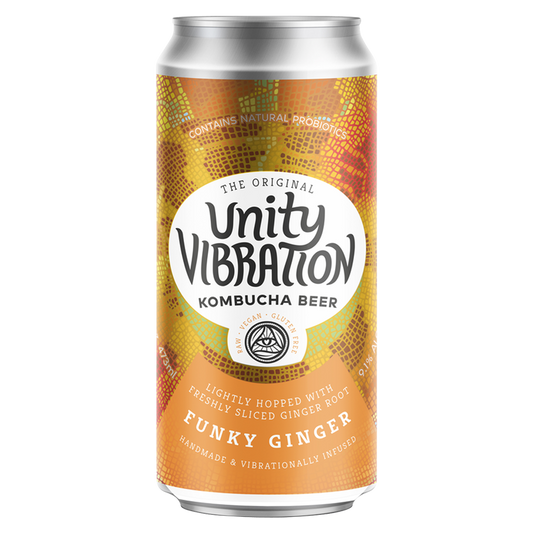 Unity Vibration Kombucha Beer Funky Ginger Single 16oz Can