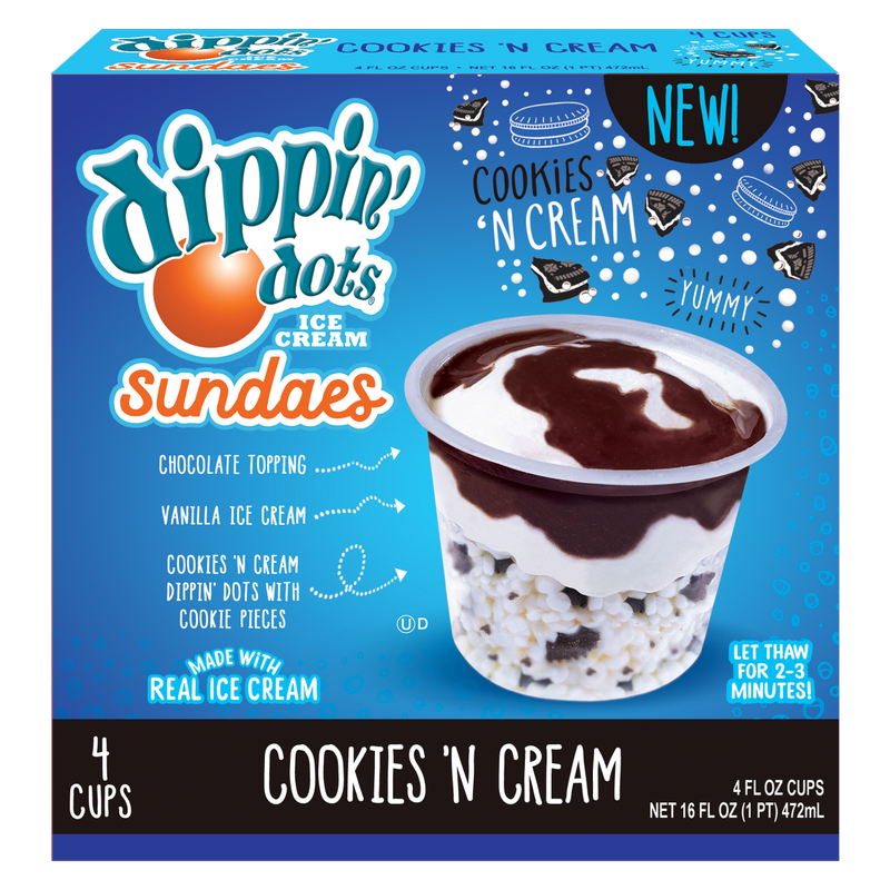 Dippin' Dots Cookies & Cream Ice Cream Sundae Cups 4ct