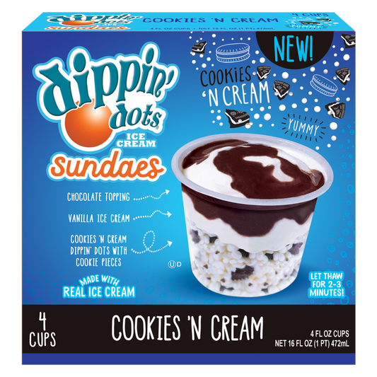Dippin' Dots Cookies & Cream Ice Cream Sundae Cups 4ct