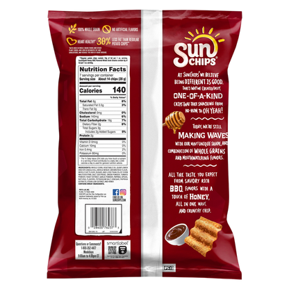 SunChips Whole Grain Snacks Honey BBQ Flavored 7oz
