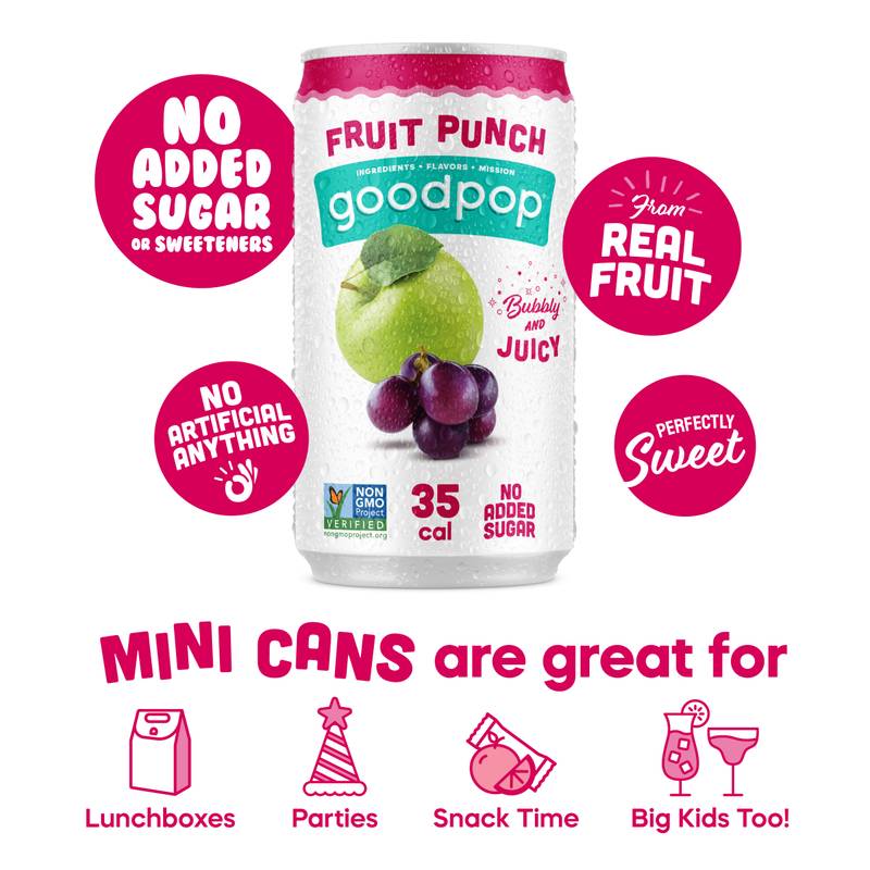GoodPop Fruit Punch Juice & Bubbly Water 6pk 7.5oz Mini Can