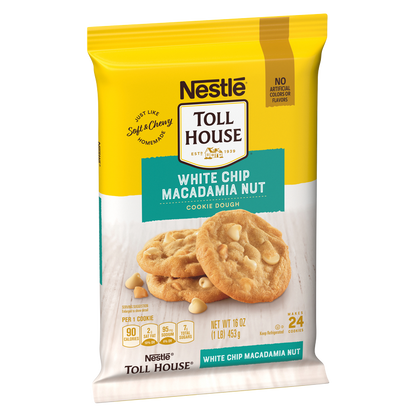 Nestle Toll House White Chocolate Macadamia Cookie Ready to Bake Dough 24ct 16oz