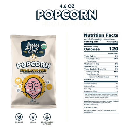 LesserEvil Organic Popcorn, Himalayan Gold, 4.6oz
