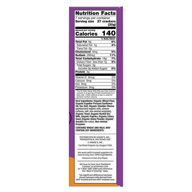 Annie's Homegrown Organic Cheddar Crackers 7.5oz