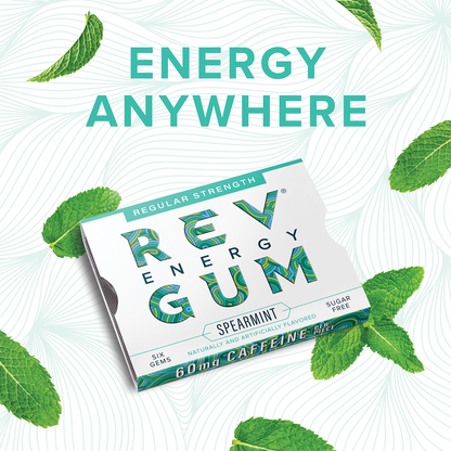 REV ENERGY GUM, Spearmint Caffeinated Regular Strength