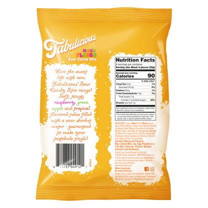 Darrell Lea Fabulicious Mixed Sour Candy Stix, 7oz
