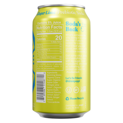 Poppi Prebiotic Soda Ginger Lime 12oz Can
