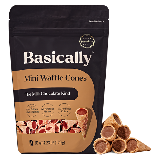 Basically Premium Milk Chocolate Mini Waffle Cones