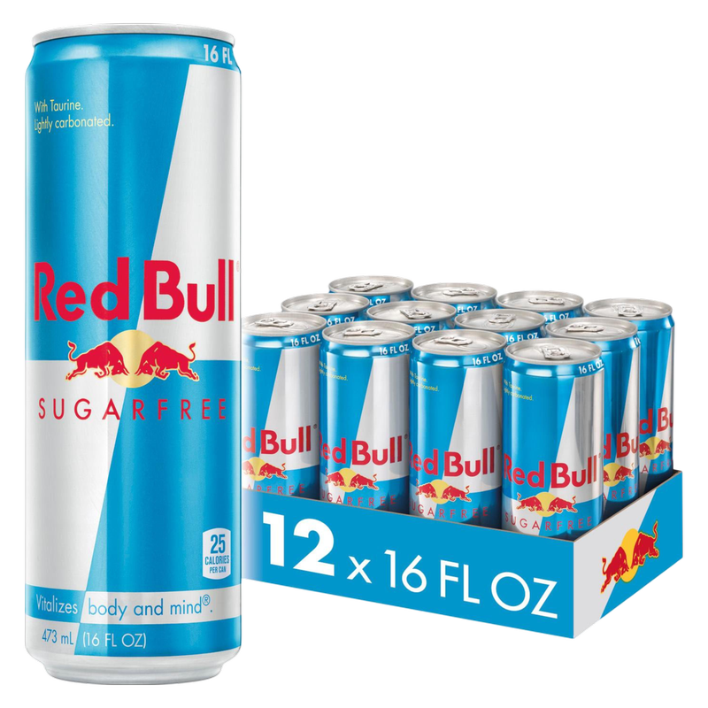 Red Bull Energy Drink Sugar Free 12pk 16oz Can- XL