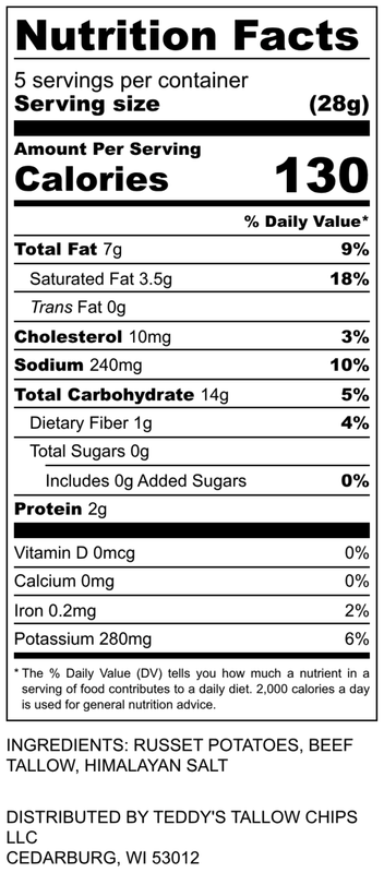 Teddy's Tallow Chips, Himalayan Salt, 5 oz