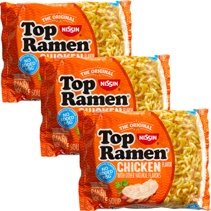 3ct Nissin Top Ramen Chicken Flavor Ramen Noodle soup 3oz