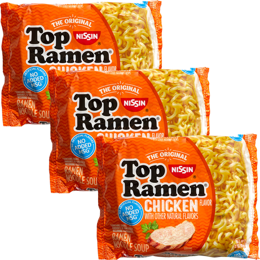 3ct Nissin Top Ramen Chicken Flavor Ramen Noodle soup 3oz