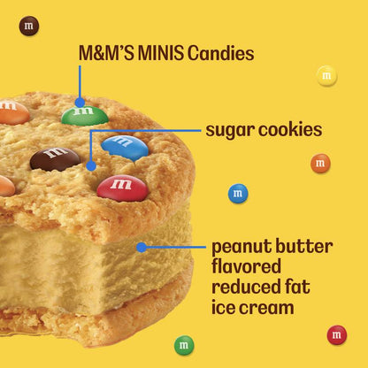 M&M'S Peanut Butter Ice Cream Sugar Cookie Sandwiches Dessert, 4ct