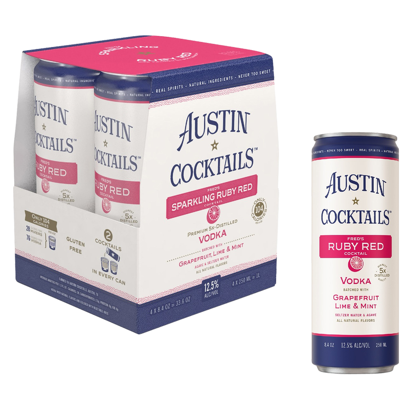 Austin Cocktails Fred’s Ruby Red Sparkling Cocktail 4pk 250ml Can 12.5% ABV