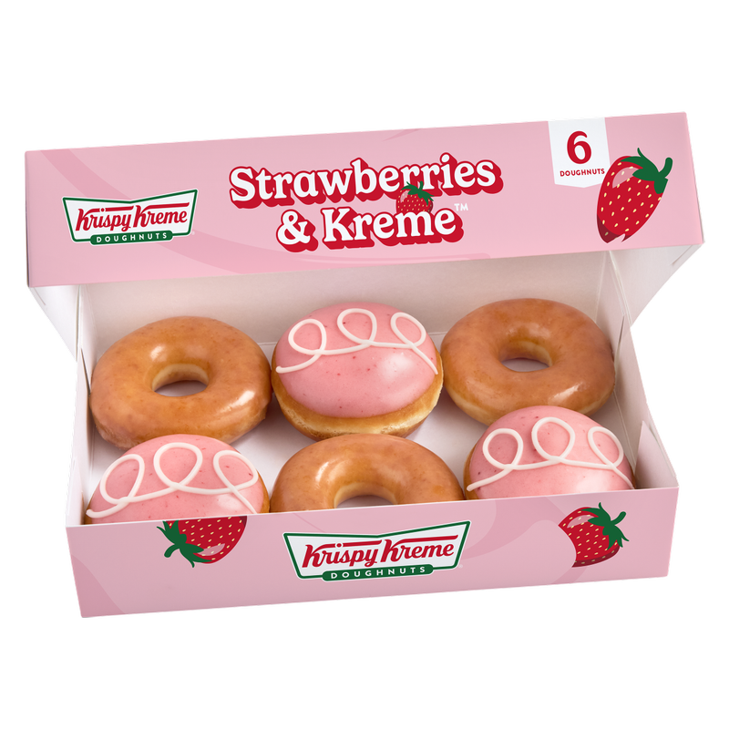 Krispy Kreme Strawberries & Kreme Doughnuts 6ct