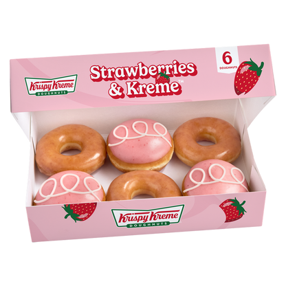 Krispy Kreme Strawberries & Kreme Doughnuts 6ct