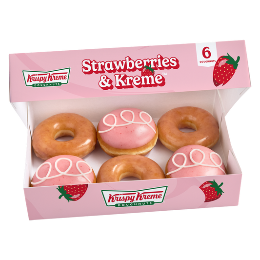 Krispy Kreme Strawberries & Kreme Doughnuts 6ct