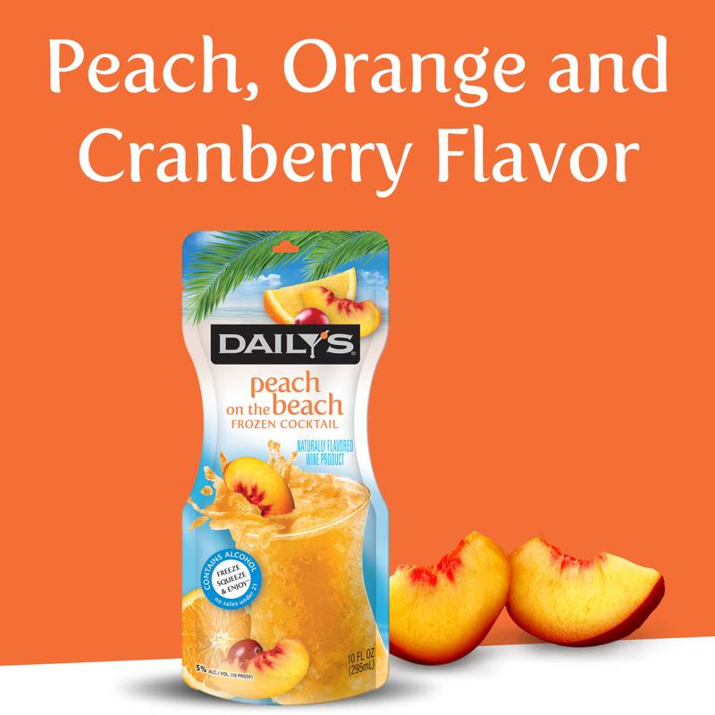Dailys Frozen Peach On The Beach Daiquiri 10oz Pouch