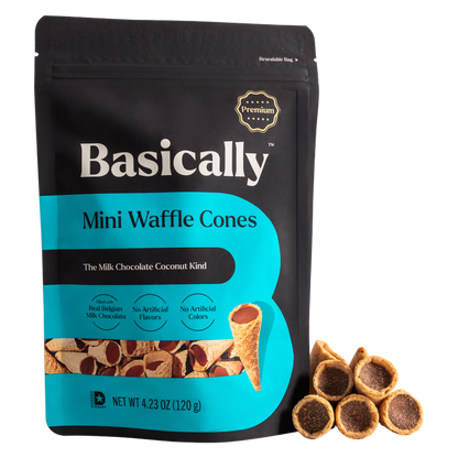 Basically Coconut & Milk Chocolate Mini Waffle Cones