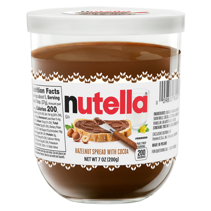 Nutella Chocolate Hazelnut Spread Holiday Glass Jar, 7oz.