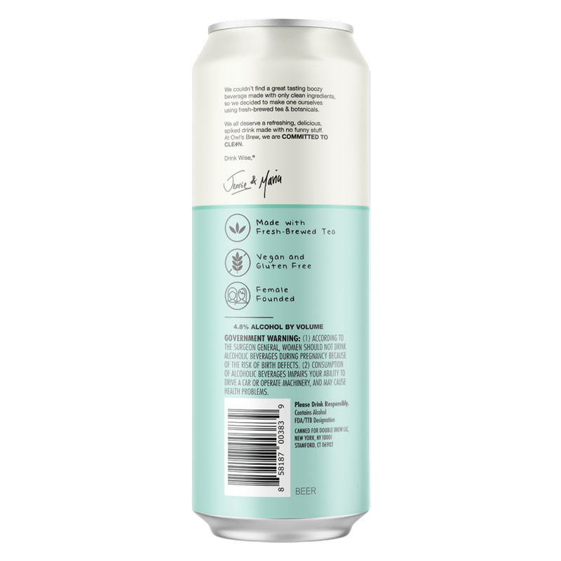 Owl's Brew Boozy Tea White Tea & Watermelon 19.2oz Can 4.8% ABV