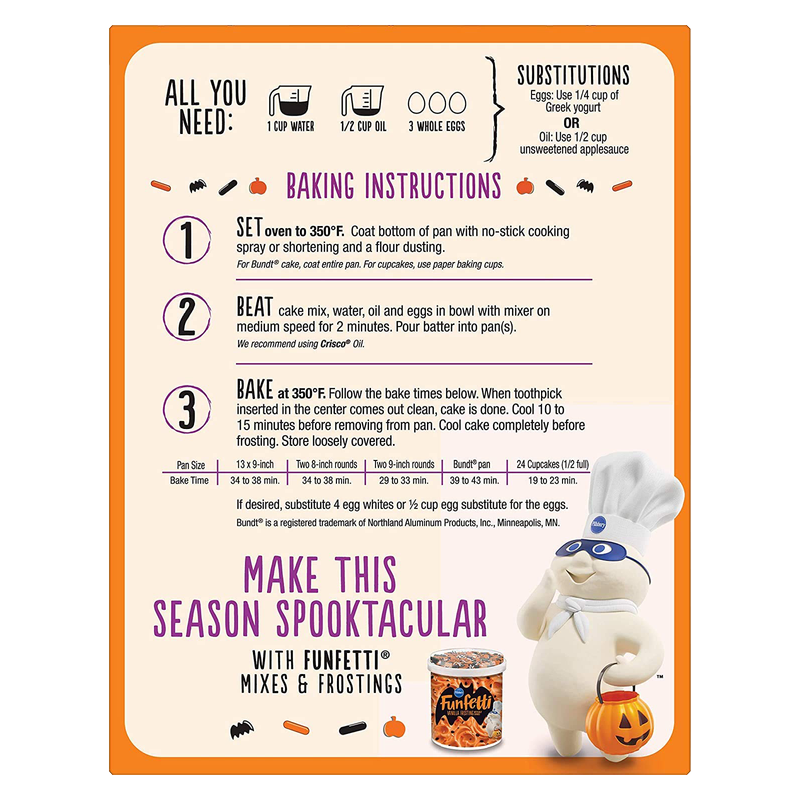 Pillsbury Funfetti Halloween Cake and Cupcake Mix 15.25oz