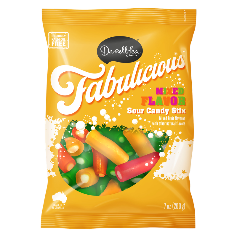 Darrell Lea Fabulicious Mixed Sour Candy Stix, 7oz
