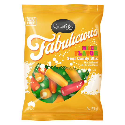 Darrell Lea Fabulicious Mixed Sour Candy Stix, 7oz