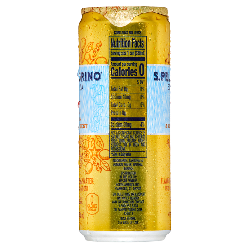 San Pellegrino Lemon and Lemon Zest Essenza Flavored Mineral Water 11.15oz Can