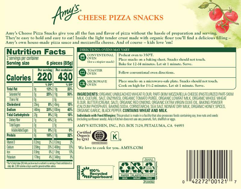 Amy's Cheese Pizza Snacks 6oz