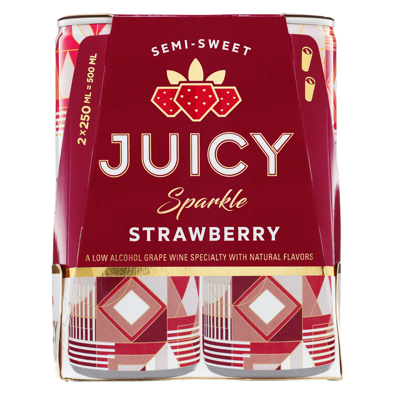Juicy Sparkle Strawberry Sparkling Wine Can 2pk 250ml
