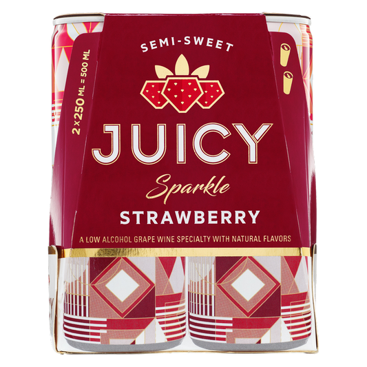Juicy Sparkle Strawberry Sparkling Wine Can 2pk 250ml