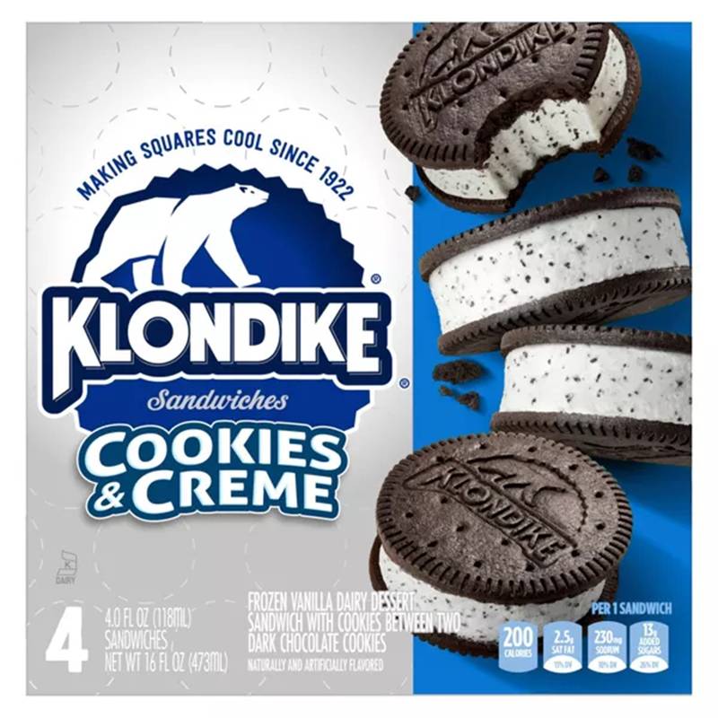 Klondike Cookies & Cream Ice Cream Sandwich, 4ct