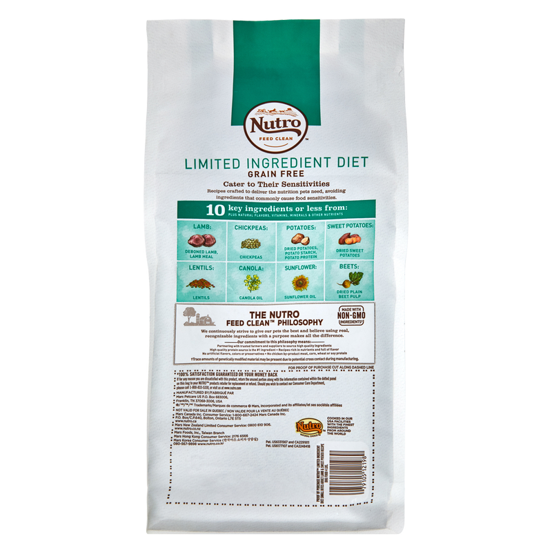 Nutro Limited Ingredient Dog Food Grain-Free Lamb & Sweet Potato Recipe 4lb