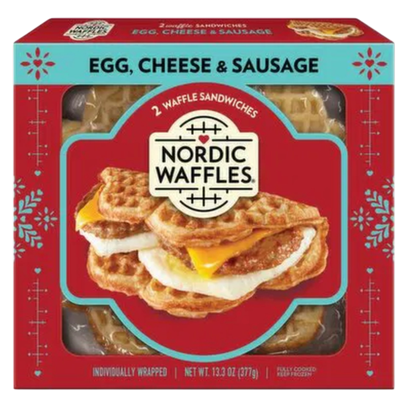 Nordic Waffles Sausage, Egg & Cheese Waffle Sandwich 2ct