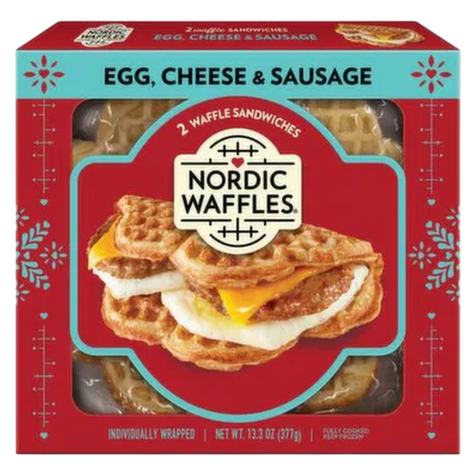 Nordic Waffles Sausage, Egg & Cheese Waffle Sandwich 2ct