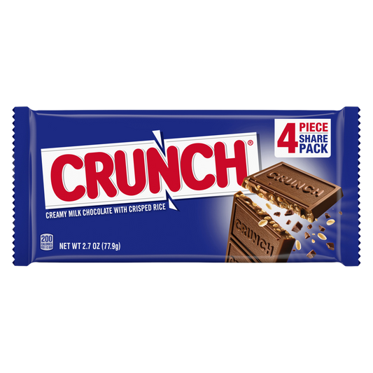 CRUNCH Milk Chocolate and Crisped Rice, Share Size Candy Bars, 2.7 oz