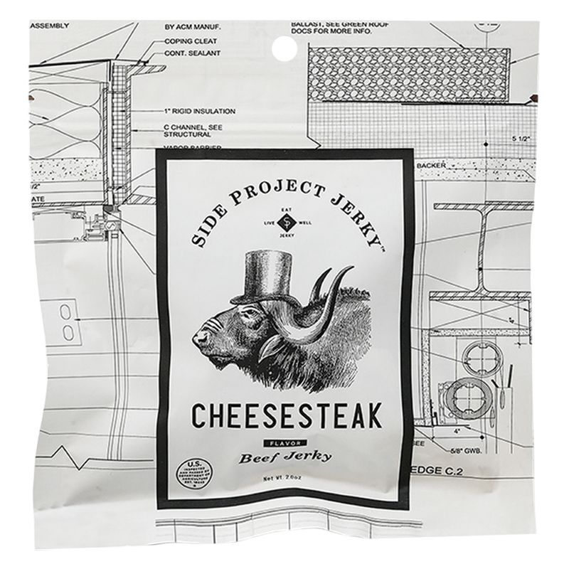 Side Project Jerky Cheesesteak Flavor Beef Jerky, 2 oz