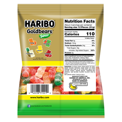 Haribo Sour Goldbears Gummi Candy 4.5oz